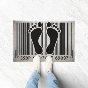 Lighthearted Footstep Barcode Funny Bar Code Doormat