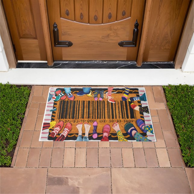Lighthearted Footstep Barcode Funny Feet Barcode  Doormat (Outdoor)