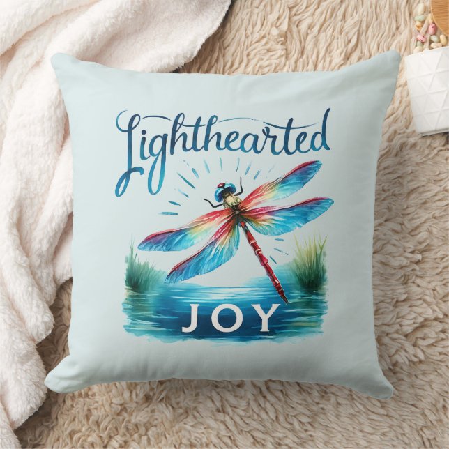 Lighthearted Joy - Artistic Dragonfly Throw Pillow (Blanket)