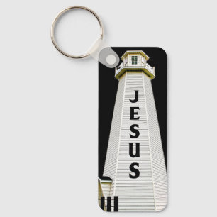 Lighthous With the Name of Jesus  Keychain