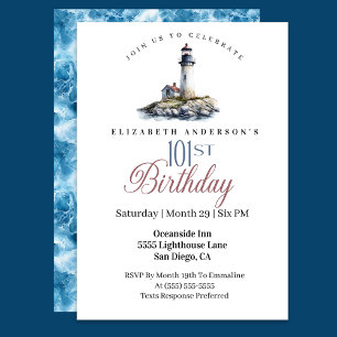 Lighthouse 101st Birthday Invitation