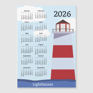 Lighthouse 2026 Calendar Magnetic Card