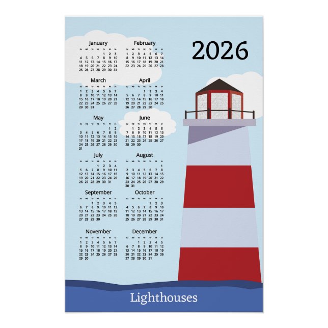 Lighthouse 2026 Calendar Poster (Front)