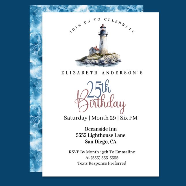 Lighthouse 25th Birthday Invitation (Creator Uploaded)