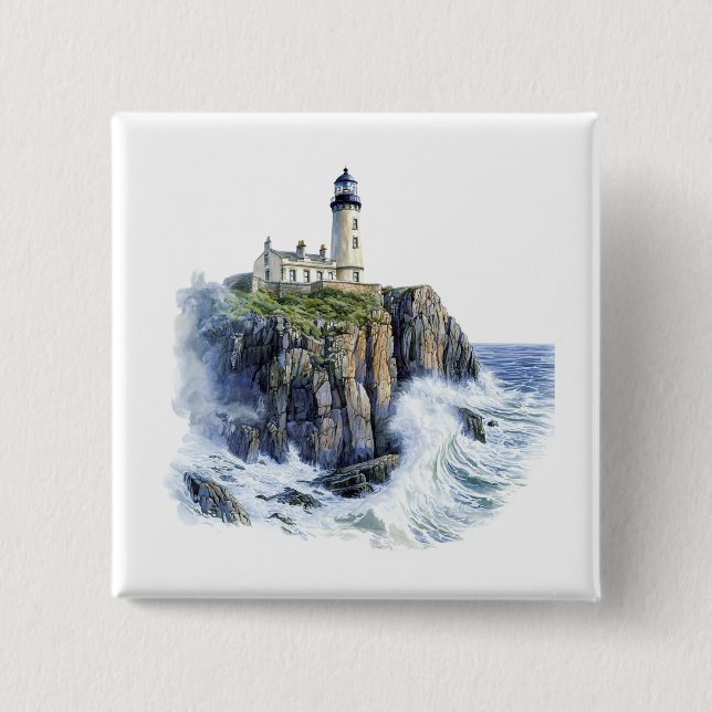 Lighthouse 2 Inch Square Button (Front)