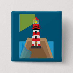 Lighthouse 2 Inch Square Button