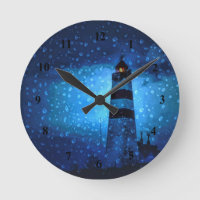 Lighthouse a rainy blue dark night nautical