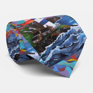 Lighthouse Above the Waves Painting by Alfred Fox Tie