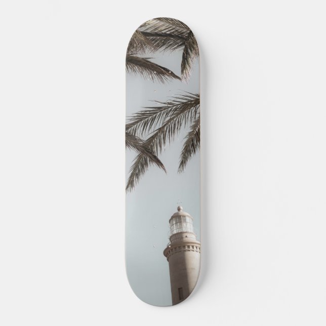 Lighthouse and Palms #1 #wall #art  Skateboard (Front)