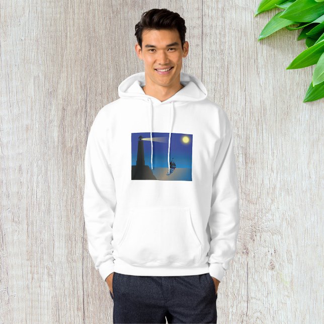 Lighthouse and Sailboat at Night Moonlit Ocean Hoodie (Creator Uploaded)