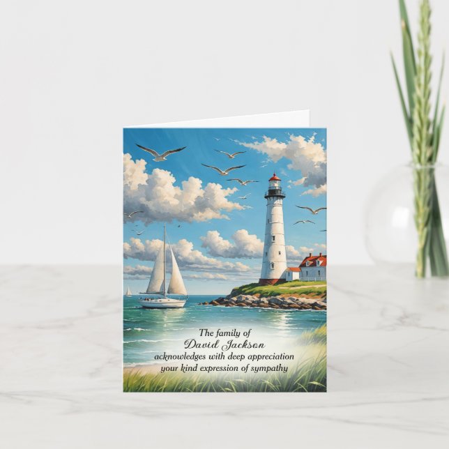 Lighthouse and Sailboat Sympathy Thank You (Front)
