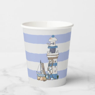 lighthouse and steep cardboard paper cups