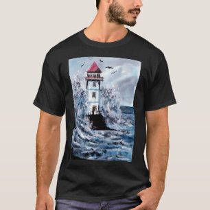 Lighthouse and Storm Watercolor T-Shirt