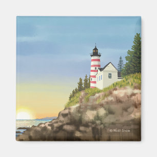 Lighthouse and Sunset Magnet
