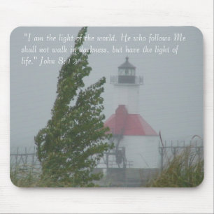 Lighthouse and tree mouse pad