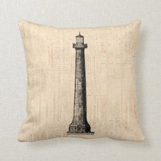 Lighthouse Art Illustrated Nautical Themed Throw Pillow