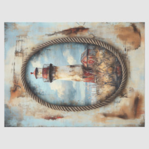 Lighthouse Art with Rope Border Decoupage Tissue Paper