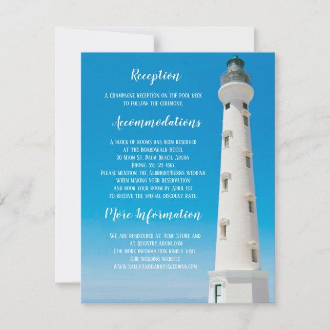 Lighthouse Aruba Destination Wedding Enclosure Invitation (Front)