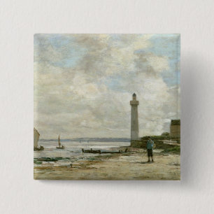Lighthouse at Honfleur, 1864-66 (oil on panel) 2 Inch Square Button