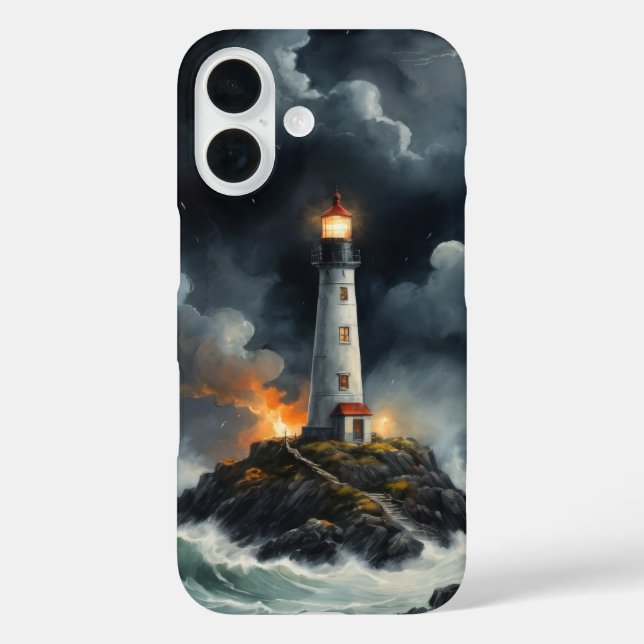 Lighthouse at night in stormy sea cover (Back)