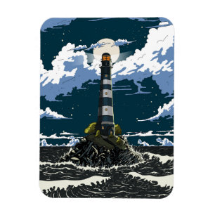 Lighthouse At Night Magnet
