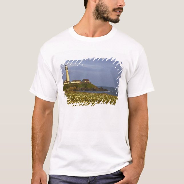 Lighthouse at Pigeon Point State Beach in San T-Shirt (Front)