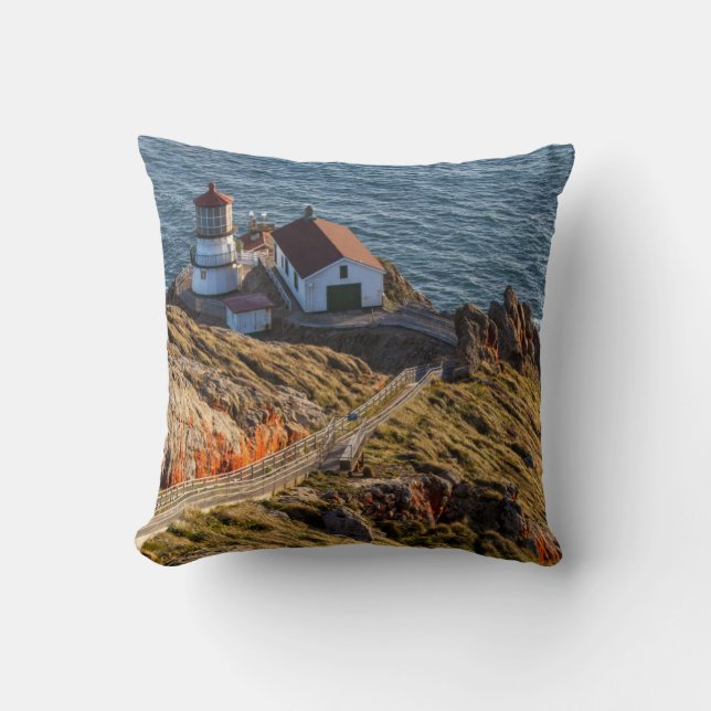 Lighthouse At Point Reyes National Seashore Throw Pillow (Front)