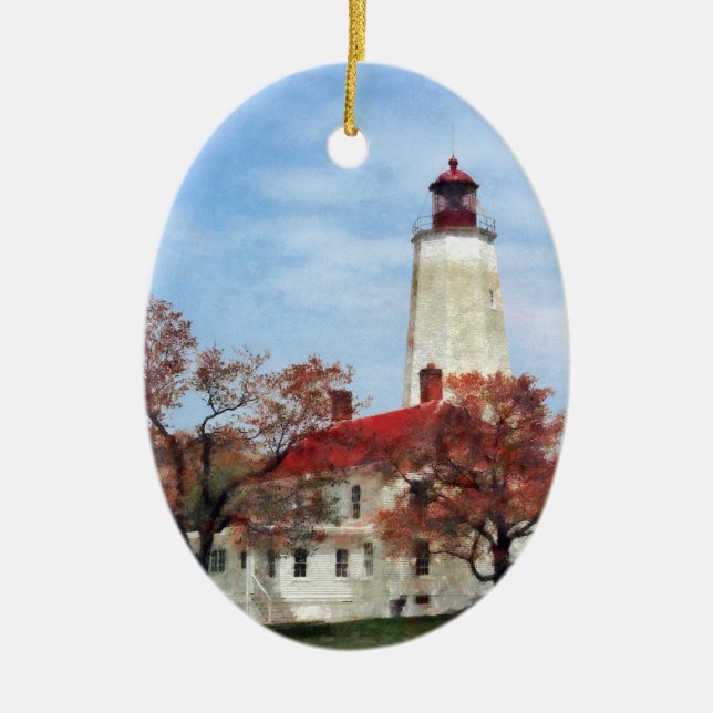 Lighthouse at Sandy Hook Ceramic Ornament (Front)