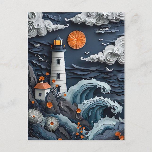 lighthouse at sea postcard (Front)