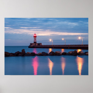 Lighthouse at sunrise poster