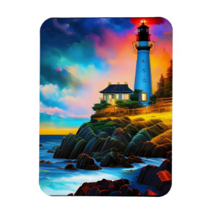 Lighthouse at Sunset Magnet