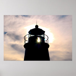 Lighthouse at Sunset Poster