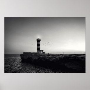 Lighthouse at Sunset Poster