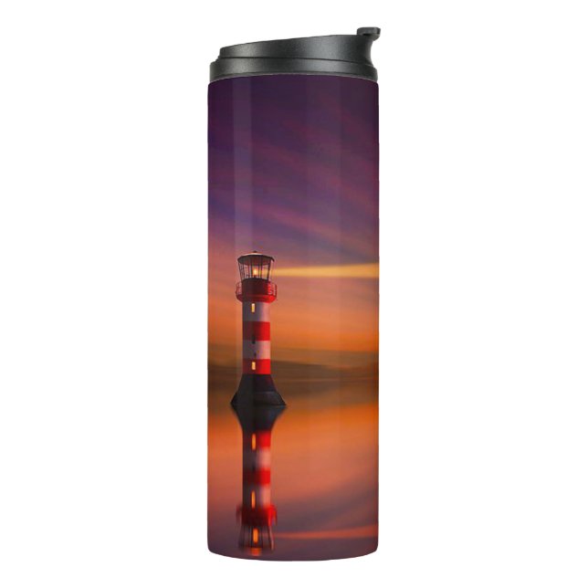 Lighthouse at Sunset Thermal Tumbler (Rotated Left)