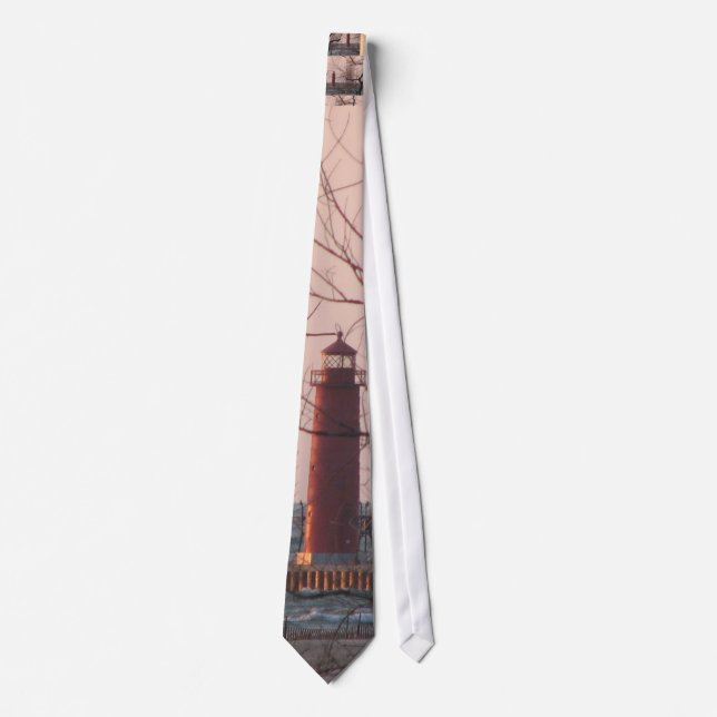 Lighthouse at Sunset Tie (Front)