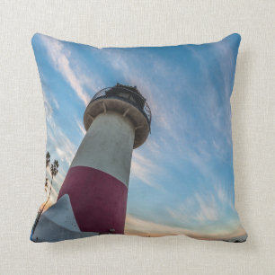 Lighthouse at the Oceanside Harbour Throw Pillow