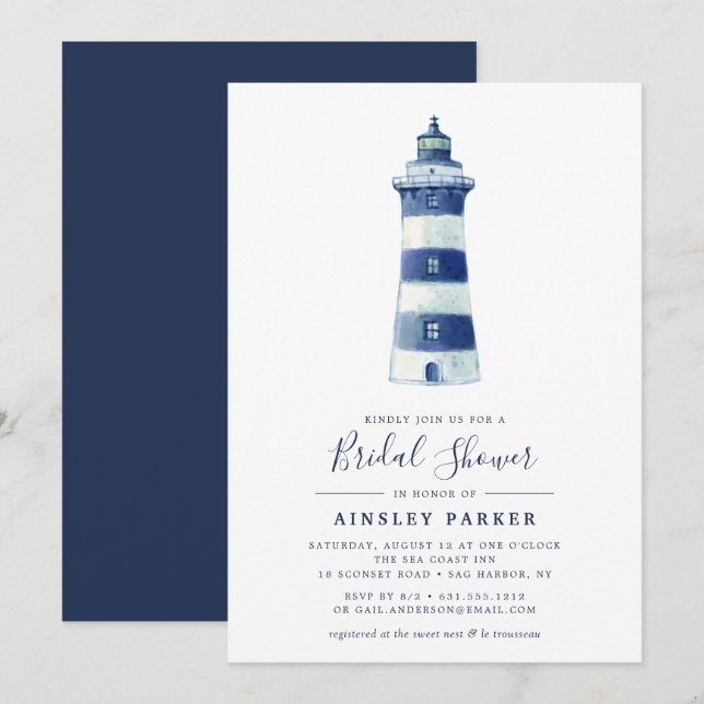 Lighthouse Beach | Bridal Shower Invitation (Front/Back)