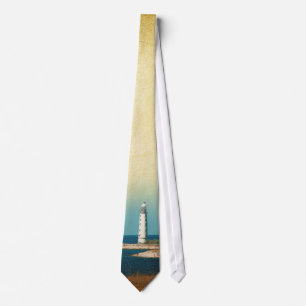 Lighthouse Beach Scene Mens Tie