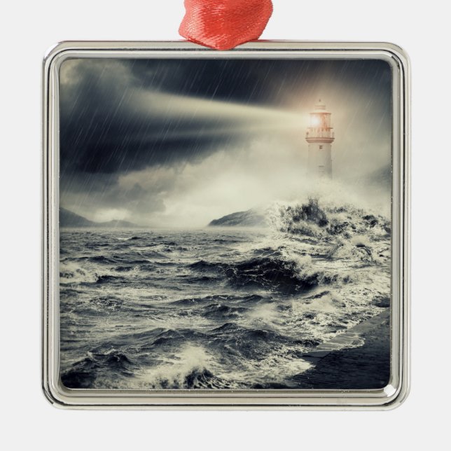 Lighthouse Beacon Metal Ornament (Front)