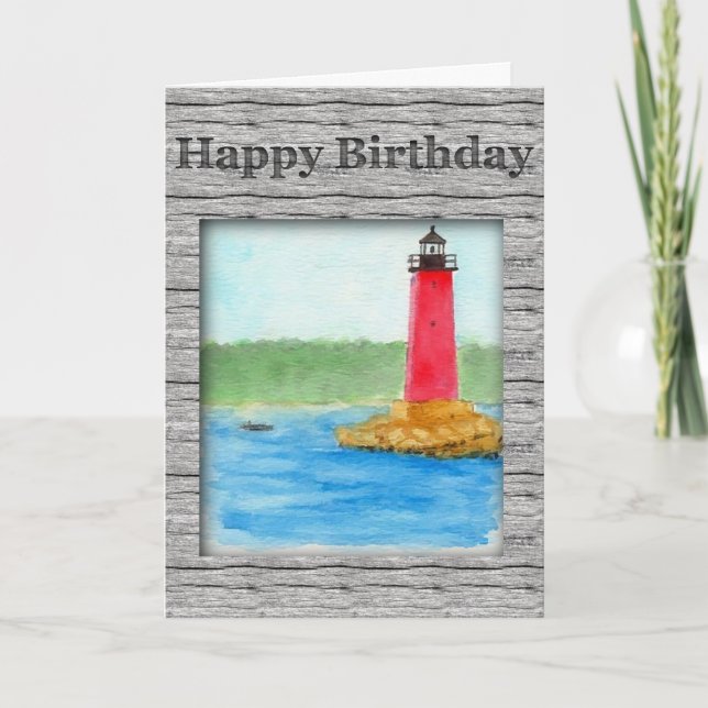 Lighthouse Birthday Card (Large Print) (Front)