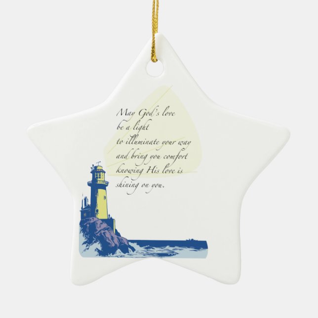 Lighthouse Blessings Prayer Ceramic Ornament (Front)