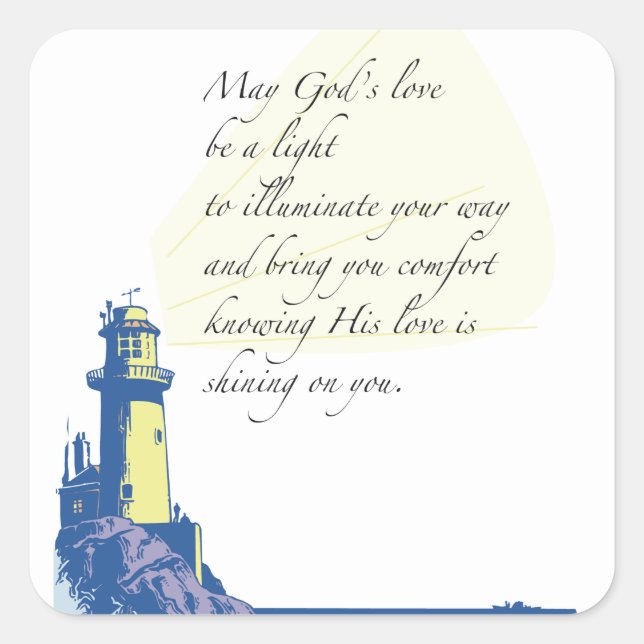 Lighthouse Blessings Prayer Square Sticker (Front)