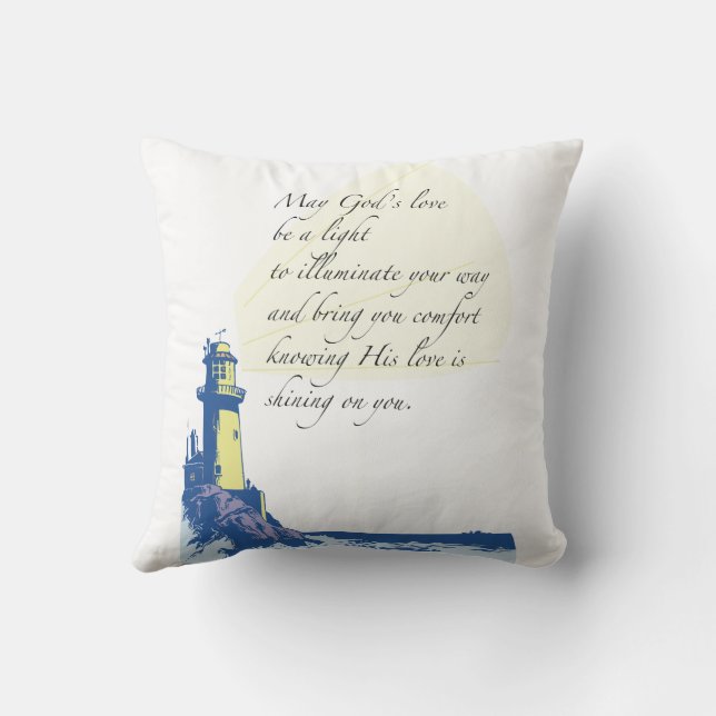 Lighthouse Blessings Prayer Throw Pillow (Back)