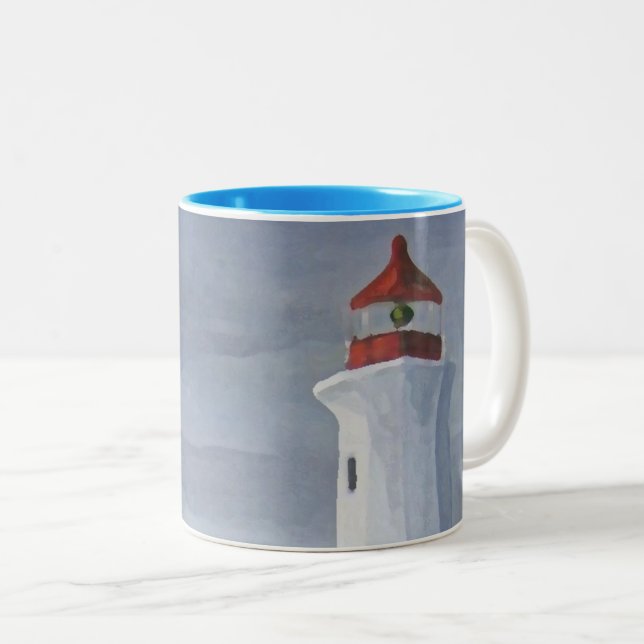 Lighthouse blue iphone Two-Tone coffee mug (Front Right)