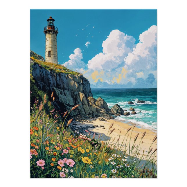 Lighthouse by the Sea Poster (Front)