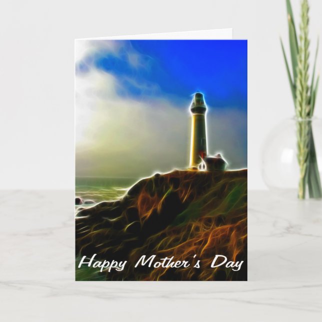 Lighthouse Cliff Edge Mother's Day Card (Front)