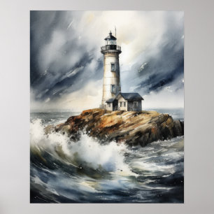 Lighthouse Coastal Art Print Poster