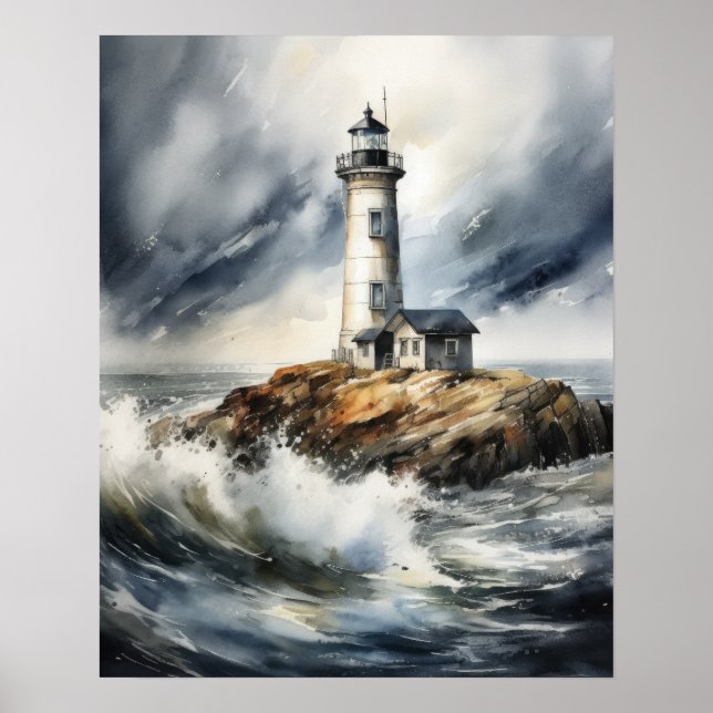 Lighthouse Coastal Art Print Poster (Front)
