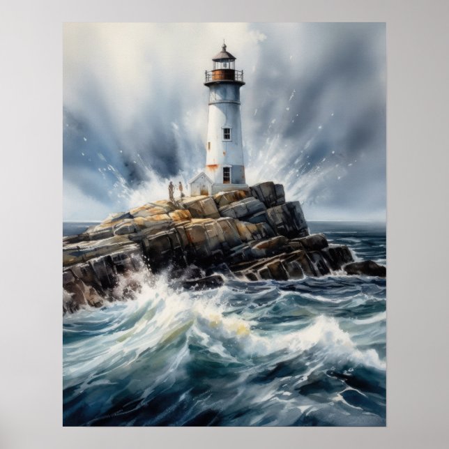 Lighthouse Coastal Art Print Poster (Front)