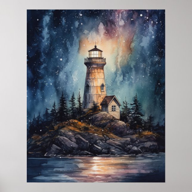 Lighthouse Coastal Art Print Poster (Front)